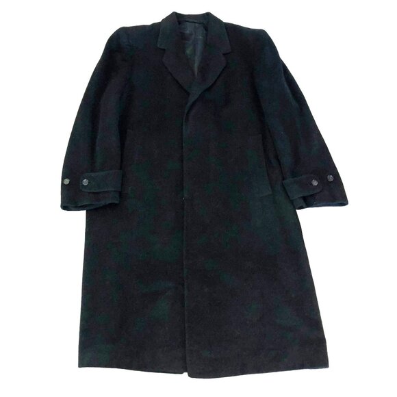 Vintage Black 100% Cashmere Overcoat Sz 44R Rajura Supreme Fully Lined Mens
